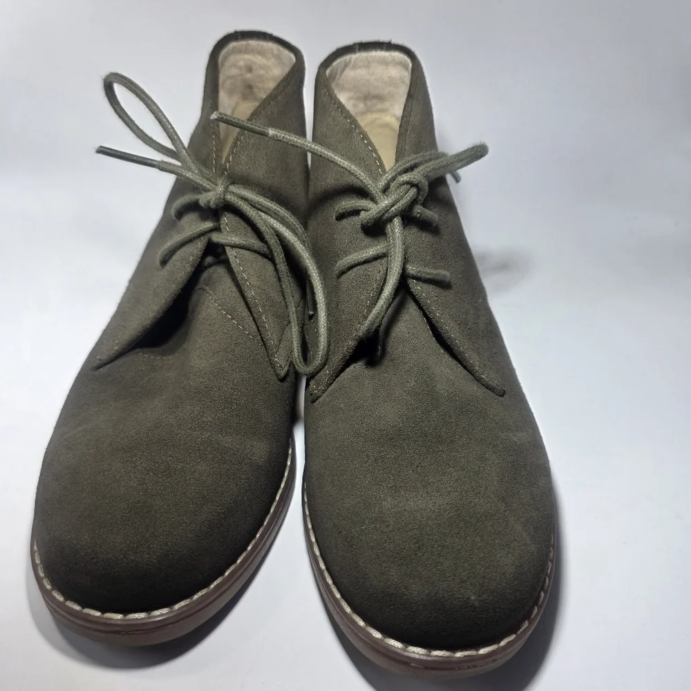 Hush Puppies Women’s Leather Lace-Up Oxford Shoes Dark Olive Suede Size 6.5
